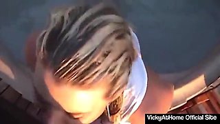 Vicky Vette Railing Her Paramour's Meaty Pipe At The Pool Before A Demonstrate!