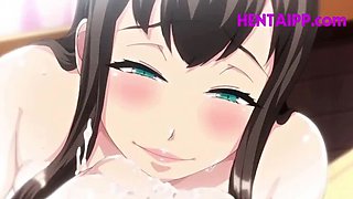 Sexy Brunette Anime Milf with Large Breasts Pleasures Cock - Hentai Porn