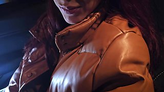 The girl at the bookstore takes the condom off me in the car - Big tits