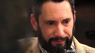 Ebony stepdaughter seduces older dad in hot interracial taboo sex