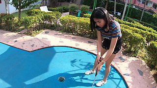 Thai babe in a ponytail goes wild on your team with her baseball bat and vibrating toy