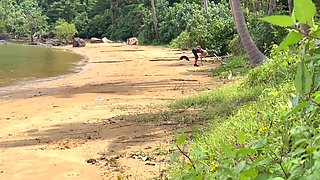 Homemade Accidental Sex - Handjob And Cumshot On A Beach