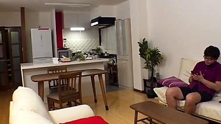 Japanese teen teases pussy with toys and cock