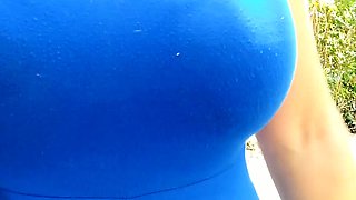 Big boobed Memphis masturbates in a bodystocking