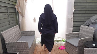 Wife in Burqa with tiny bikini underneath