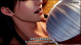 Blindfolded Silver Hair Beauty Meets the Masked man. E4.AI-generated
