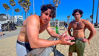 Zane Walker And Baby Alien Spark Public Nudity Threesome On Crowded Beach After Steamy Gym Workout