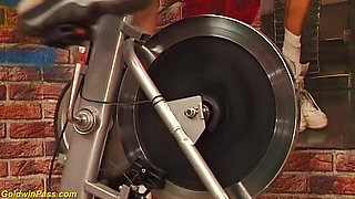 Cute young busty hairy bush teen fucked at the gym