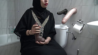 My hot wife masturbates in front of a public toilet