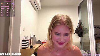Sexy Blonde Strips Topless and Shows Off Her Juicy Ass Live