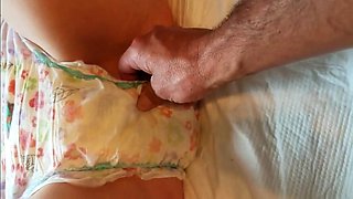 Babysitter Plays with Dildo in Wet Diaper