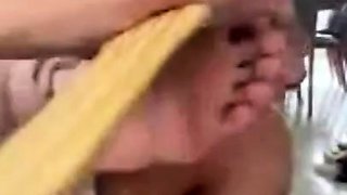 Amateur Foot Fetish Girlfriend Sucks and gives a Footjob