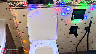 Merry Christmas! New Year's Eve Pissing Compilation! Close-up of a pussy and dirty pads! POV!