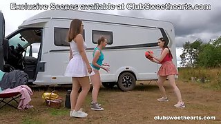 Summer Lesbian Threesome with Teens Alice Klay, Hazel Grace & Eva Abel - Outdoor Pussy Licking & Orgasm