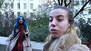 Amateur French Vloggers Khalamite & Norage First Time Lesbian Outdoor Blowjob with Big Natural Tits
