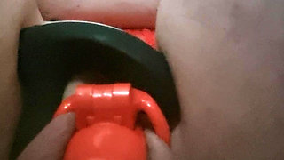 Sissy Sandra-Kim has sissygasm through dildo and vibrator