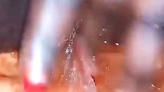 Dark Skin Bitch Masturbating Squirting Long Pussy Lips