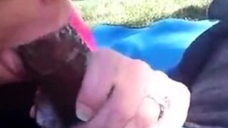 Big tit blonde gives blowjob to big cock