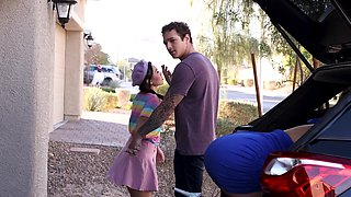 Two hot chicks with a maid, Kimmy Kimm, in a steamy threesome.