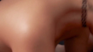 Petite Girl, Big Load: Cindy Swallows One While Getting Fucked B the Other, Ends Covered in Cum