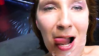 Dirty German swinger slut cummed on without condom