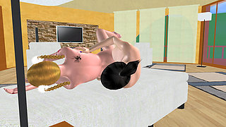 Animated 3D Lesbian Porn - Mature Woman with Strap‑on Fucking Teen Girl’s Pussy and Ass in Spoon Position