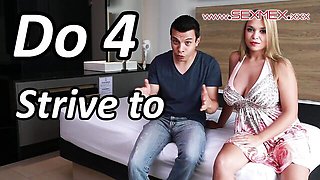 An awesome blonde with big boobs Eva Davai is enjoying hard fuck