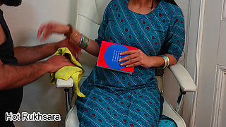 Desi Indian Hot Rich Aunty Fucked by Cleaner on the Chair While Her Husband Was Watching TV in Hall