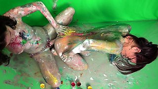 Beautiful lesbian pegging with strapon classy babes pussy