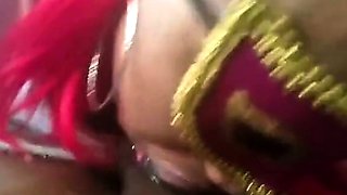 Masked Ebony Amateur Gives Blowjob and Swallows
