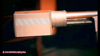 Latex lingerie girl uses fuck machine