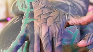 Tattoo Girl Masturbating, Fingering Her Pussy and Ass