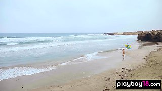 Sexy naked MILF playing with her baloons