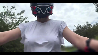 I Picked up My Favorite Client From Didi Without a Bra and Touched My Big Tits Again