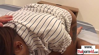 Petite amateur sex Thai teenager waking up lover