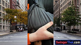 Thai MILF big cock car blowjob in public