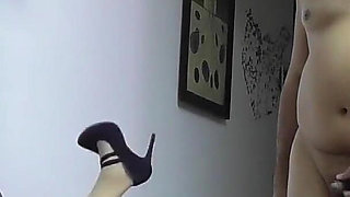 Horny Slave Jerking off While Watching Two Sluts Masturbating