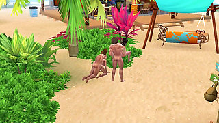 Sneaky Cheating Our Wives with Our Step Sisters on a Public Beach Part 1