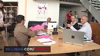 Secretary Sex: Busty Lesbians Fingering and Pussy Eating in Office