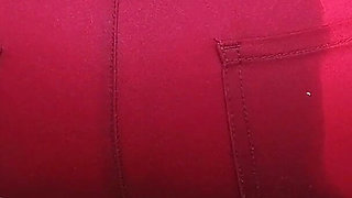 Wetting: Big Booty and Tight Red Jeans