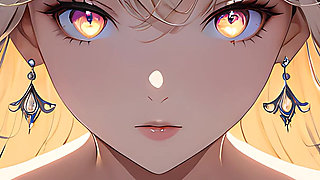 Soft Starlight a Beautiful Young Woman with Glowing Eyes in Animated Style