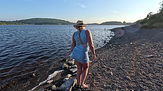 Girl Public Masturbation Near the Lake