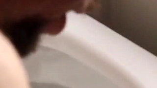 Use your tongue to clean the toilet