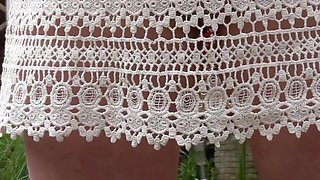 White lace skirt with clit-clip