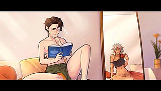 Overwatch-themed visual novel with futa babes and big tits