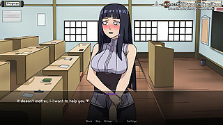 Naruto: Kunoichi Trainer - Hot 18yo Hinata Hyuga Teen Blowjob And Double Penetration Anal Sex. Her Tight Ass Gets Creampied