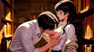 Glasses Beautiful Woman, the Private Study Session in the Library.super Temptation. Ai Generated