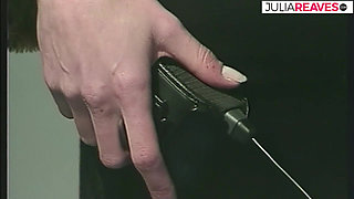 Blonde babe moans as two huge cocks thrust her holes simultaneously