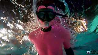 Slippery Latex Slut's Deep Pool Diving Tease