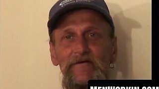 Bearded queer strokes his phat fuck-stick to a wild complete